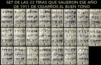 CARTEL ANTIGUO ORIGINAL DE 23 TIRAS COMICAS 1911 TABACOS EL BUEN TONO SERIE COMPLETA