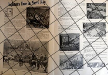 AFICHE ANTIGUO REY JORGE V. ASCIENDE AL TRONO, DESFILE 1910