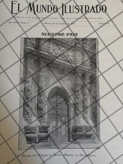 PORTADA ANTIGUA 1910 TEMPLO SANTA MONICA, GUADALAJARA