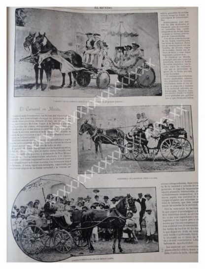 NOTA PRENSA ANTIGUA 1896 EL CARNAVAL DE MERIDA - Imagen 3