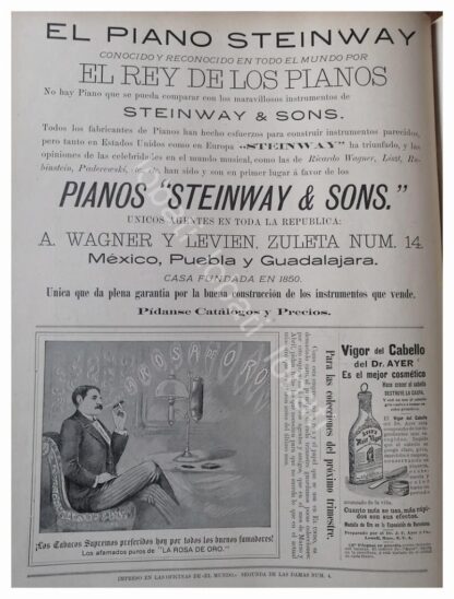 CARTEL PUBLICITARIO ANTIGUO, WAGNER Y LEVIEN Y MAS 1896