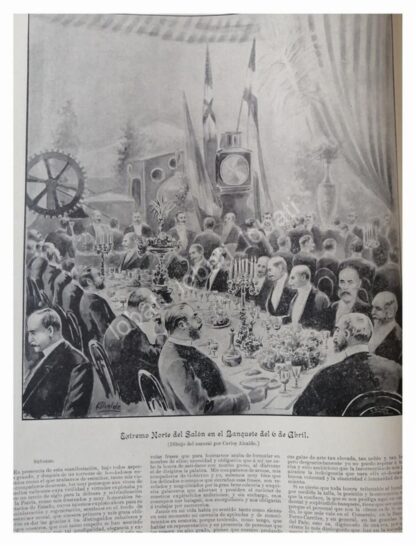 NOTA Y GRABADO ANTIGUO 1896 PORFIRIO DIAZ Y BANQUETE - Imagen 3