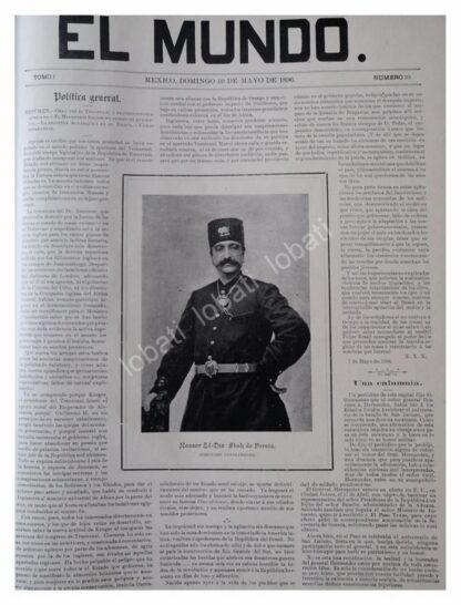 PORTADA ANTIGUA 1896 ASESINATO DEL SHA DE PERSIA