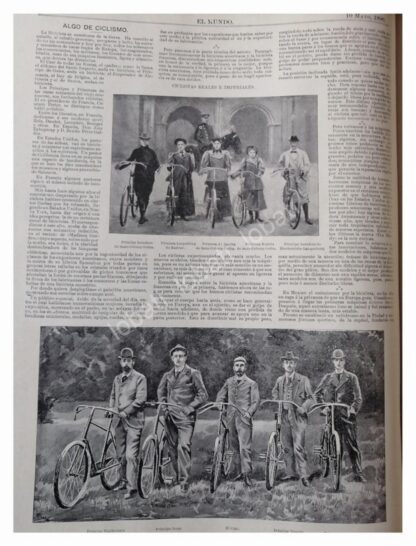 NOTAS Y GRABADO ANTIGUO 1896 CICLISTAS DE LONDRES ETC - Imagen 4