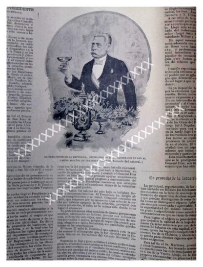 NOTA DE PRENSA 1896 PORFIRIO DIAZ VIAJA A VERACRUZ