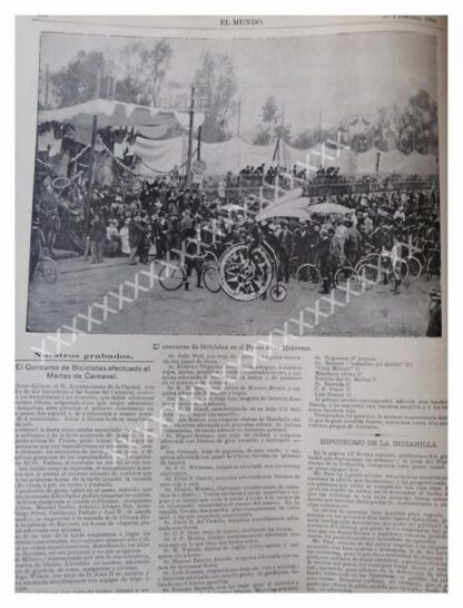 NOTA PRENSA ANTIGUA 1896 CONCURSO DE BICICLETAS