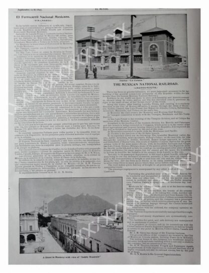 CARTEL ANTIGUO ORIGINAL DE 1897 FERROCARRIL NACIONAL MEXICANO