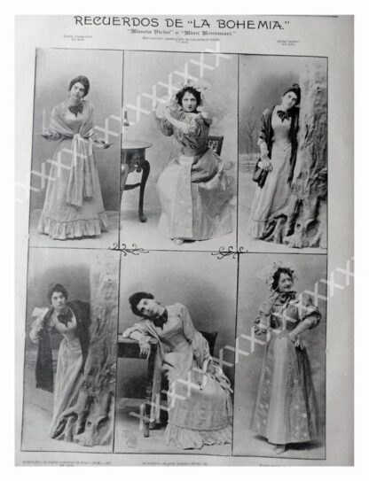 CARTEL ANTIGUO ORIGINAL DE 1897 PERSONAJES DE LA BOHEMIA DE PUCCINI