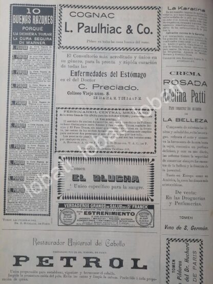 CARTEL ANTIGUO ORIGINAL DE CARTEL PUBLICITARIO DEL SIGLO 19. 1899 /2