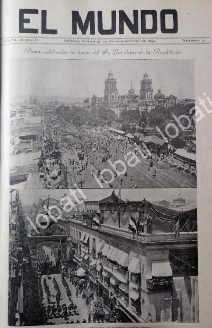 PORTADA ANTIGUA ORIGINAL . FIESTAS POR CUMPLEAÑOS DE PORFIRIO DIAZ 1899 / LDM