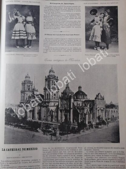 CARTEL ANTIGUO ORIGINAL DE CATEDRAL DE MEXICO Y FIESTAS PATRIAS EN GUANAJUATO 1899 / LDM