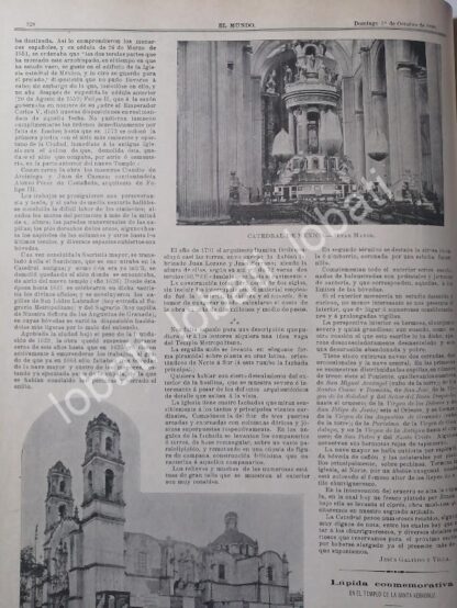 CARTEL ANTIGUO ORIGINAL DE CATEDRAL DE MEXICO Y FIESTAS PATRIAS EN GUANAJUATO 1899 / LDM - Imagen 5