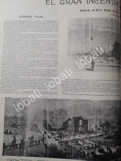 CARTEL ANTIGUO ORIGINAL DE EL GRAN INCENDIO DE CHICAGO DE 1871 NOTA DE 1899 - Imagen 3