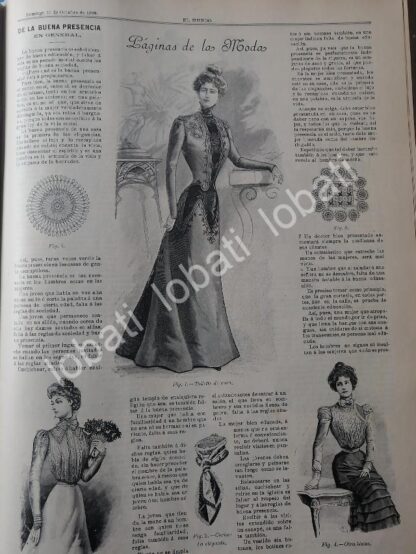 GACETA ANTIGUA DE MODAS 1899. " PAGINAS DE LA MODA " /59