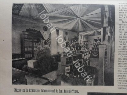 CARTEL ANTIGUO ORIGINAL DE MEXICO EN EXPOSICION INTERNACIONAL. SAN ANTONIO. TX 1899 - Imagen 4