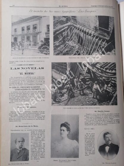 CARTEL ANTIGUO ORIGINAL DE INCENDIO EN LA IMPRENTA. LA EUROPEA Y OTRAS NOTAS 1899 ldm