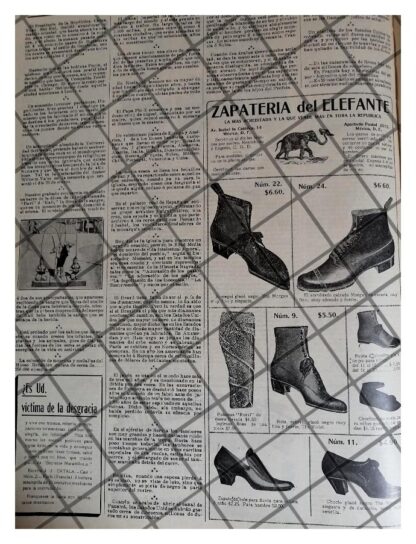 AFICHE RETRO ZAPATERIA DEL ELEFANTE Y OTRAS 1912