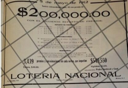 AFICHE ANTIGUO LOTERIA NACIONAL PEDRO SANDOVAL Y GUAL /3