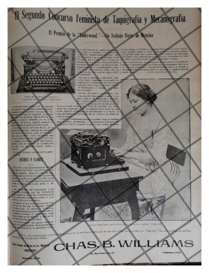 CARTEL ANTIGUO 1912 PREMIO UNDERWOOD DE TAQUIGRAFIA