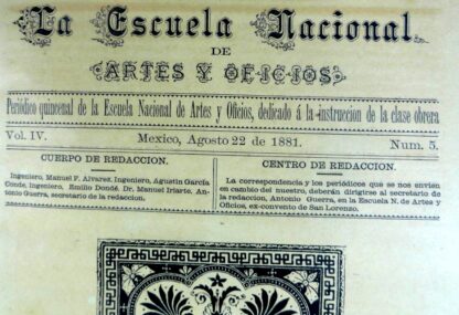 GACETA ANTIGUA. ESCUELA NACIONAL DE ARTES Y OFICIOS. AGO 1881 /2 - Imagen 3