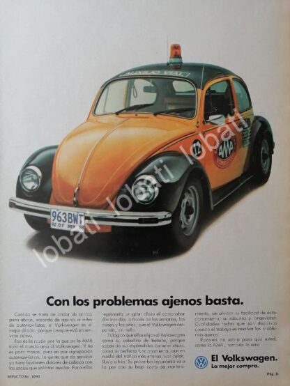 CARTEL ANTIGUO ORIGINAL DE AUTOS VOLKSWAGEN VOCHO 1972 /680 (T.CHICO)