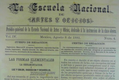 GACETA ANTIGUA. ESCUELA NACIONAL DE ARTES Y OFICIOS. AGO 1881 - Imagen 2