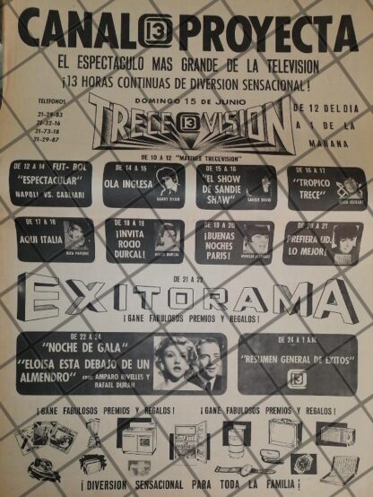 PUBLICIDAD RETRO. CANAL 13 TRECEVISION 1969 /8