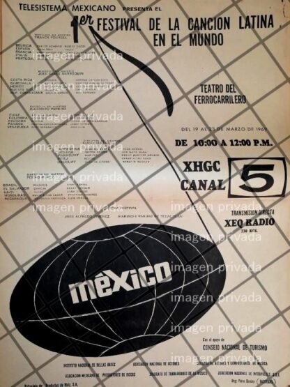 PUBLICIDAD RETRO 1ER FESTIVAL DE LA CANCION LATINA 1969 XHGC