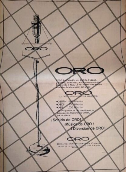 PUBLICIDAD RETRO ORGANIZACION RADIOFONICA ORFEON 1967