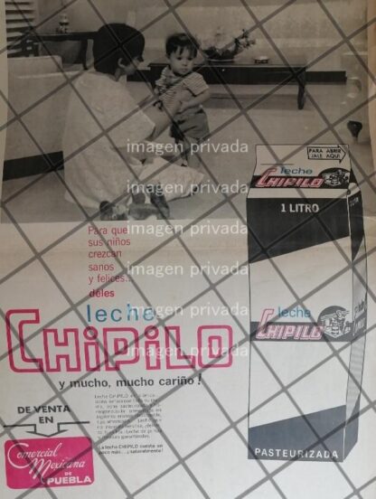 CARTEL PUBLICITARIO RETRO LECHE CHIPILO 1969 T. POSTER