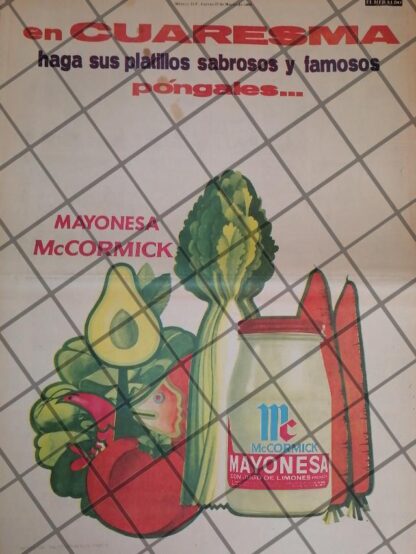 CARTEL PUBLICITARIO RETRO MAYONESA MCCORMICK 1967. T. POSTER