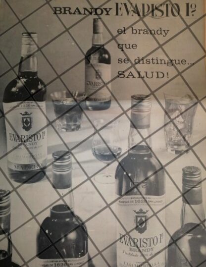 CARTEL PUBLICITARIO RETRO BRANDY EVARISTO No 1 1969 T. POSTER