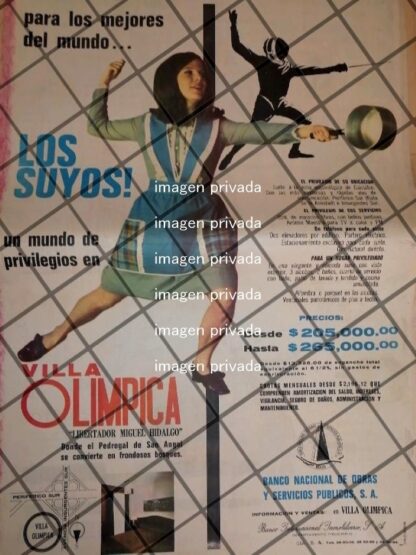 CARTEL PUBLICITARIO RETRO COLONIA VILLA OLIMPICA 1969 POSTER