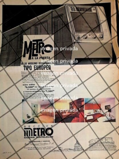 CARTEL PUBLICIDAD RETRO COLONIA CD TLATELOLCO 1969 T.POSTER 2