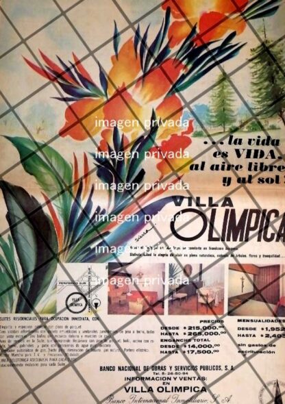 PUBLICIDAD RETRO COLONIA VILLA OLIMPICA. DIB. IGNACIO SIERRA