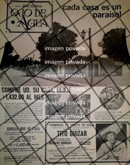 PUBLICIDAD RETRO COLONIA HACIENDA OJO DE AGUA 1969 /3