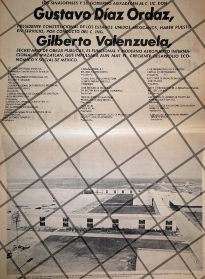 AFICHE RETRO INAUGURAN AEROPUERTO DE MAZATLAN 1969