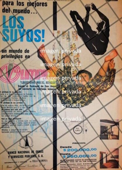 PUBLICIDAD RETRO COLONIA VILLA OLIMPICA. 1969 4 T. POSTER