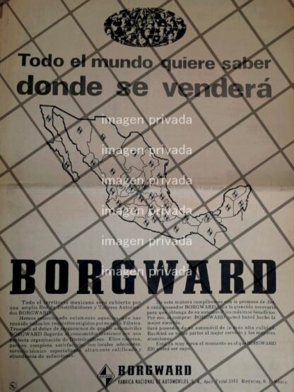 CARTEL RETRO AUTOS BORGWARD INICIA OPERACIONES 1967 T POSTER