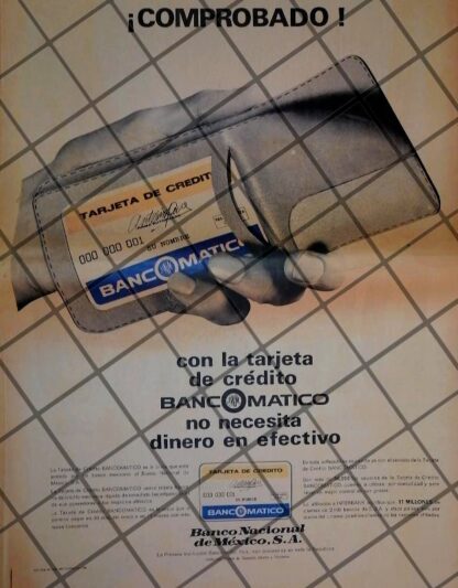 PUBLICIDAD RETRO TARJETA BANCOMATICO BANAMEX 1969 /6