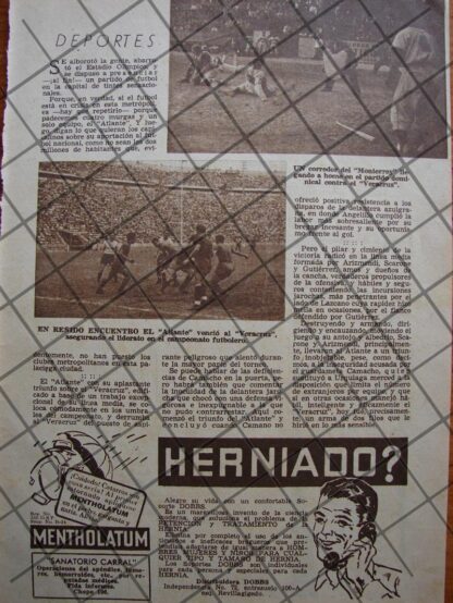 AFICHE ANTIGUO PARTIDO ATLANTE VS VERACRUZ 1939 Y MAS