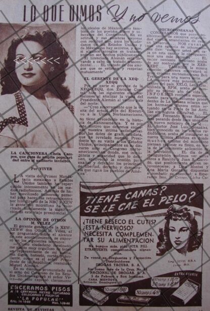 AFICHE ANTIGUO CHELA CAMPOS Y MAS NOTAS 1939