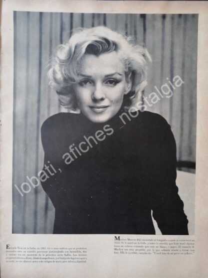 CARTEL ANTIGUO ORIGINAL DE NOTA Y FOTOGRABADO MARILYN MONROE 1960s /FEP