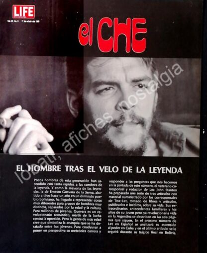 CARTEL ANTIGUO ORIGINAL DE NOTA DE PRENSA, EL CHE GUEVARA OCT 1968