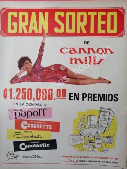 CARTEL ANTIGUO ORIGINAL DE CANTANTE JULISSA Y MEDIAS CANNON 1969 /FEP MUY RARO