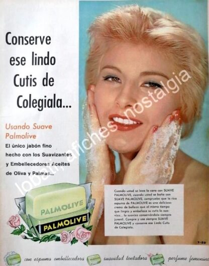 CARTEL ANTIGUO ORIGINAL DE SILVIA PINAL Y JABON PALMOLIVE 1959 / FEP