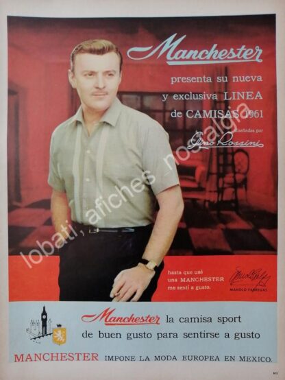 CARTEL ANTIGUO ORIGINAL DE MANOLO FABREGAS Y CAMISAS MANCHESTER 1961 FEP /4