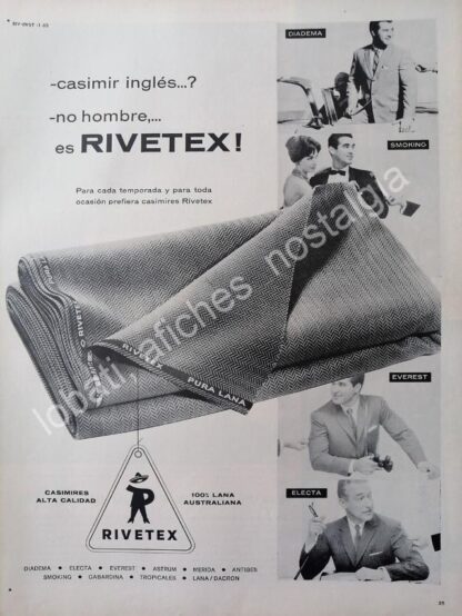 CARTEL ANTIGUO ORIGINAL DE ROGELIO GUERRA Y TELAS RIVETEX 1962 / FEP 2