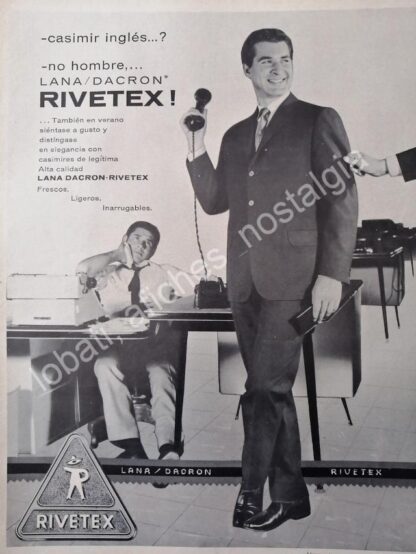 CARTEL ANTIGUO ORIGINAL DE ROGELIO GUERRA Y TELAS RIVETEX 1962 / FEP