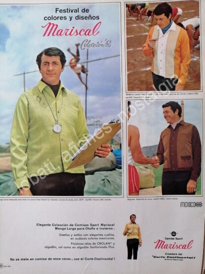 CARTEL ANTIGUO ORIGINAL DE JORGE LAVAT Y CAMISAS MACHESTER 1968 /FEP